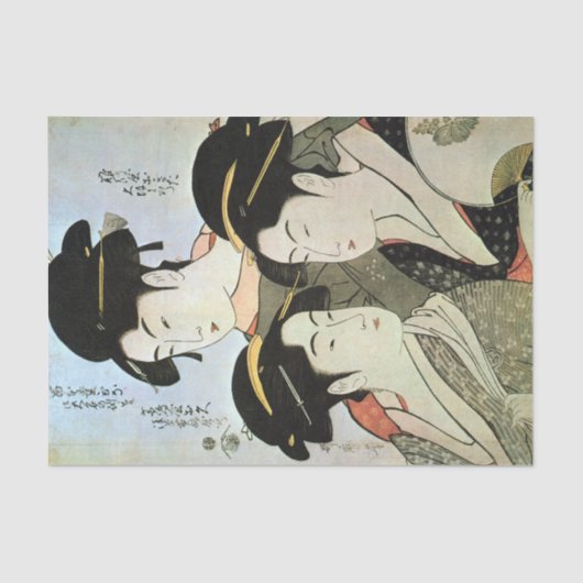江 の 三 人, 歌 drei wunderschöne Frauen Edo, Utamaro Seidenpapier (Vorderseite)