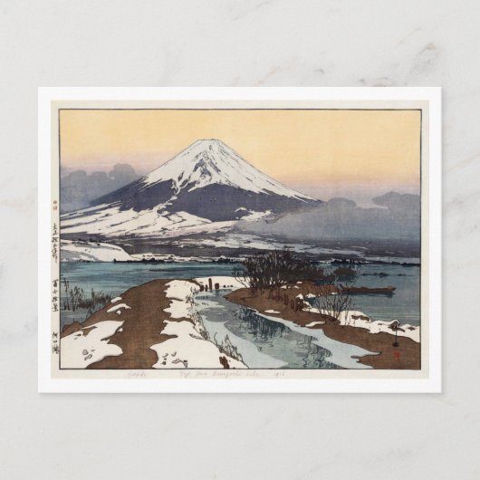 河 口 湖, Kawaguchi-See, Hiroshi Yoshida, Woodcut Postkarte (Vorderseite)
