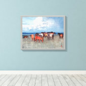 沼 崎 場, Pferde, Hiroshi Yoshida, Holzschnitt Leinwanddruck (Insitu (Holzboden))