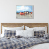 沼 崎 場, Pferde, Hiroshi Yoshida, Holzschnitt Leinwanddruck (Insitu (Schlafzimmer))