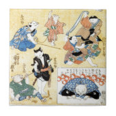 流行猫の狂言づくし, 国芳 Schauspieler der Katze, Kuniyoshi, Fliese (Vorderseite)