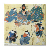 流行猫の狂言づくし, 国芳 Schauspieler der Katze, Kuniyoshi, Fliese (Vorderseite)