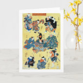 流行猫の狂言づくし, 国芳 Schauspieler der Katze, Kuniyoshi, Karte (Gelbe Blume)