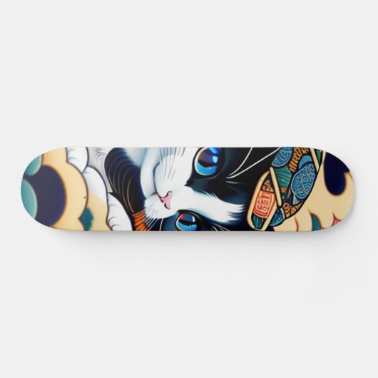 浮世シテ絵ィ 葛飾キ斎猫名黒雪ス SKATEBOARD (Horizontal)