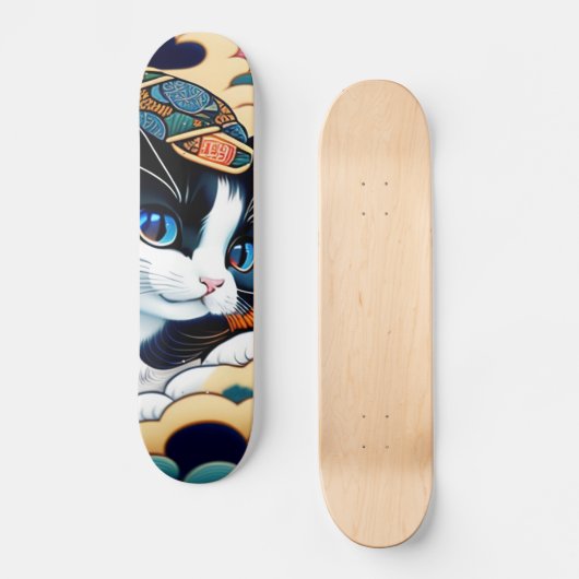 浮世シテ絵ィ 葛飾キ斎猫名黒雪ス SKATEBOARD (Vorderseite)