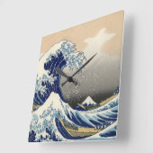 浮世絵 ukiyoe 葛飾北斎 「富嶽三十六景 神奈川沖浪裏」 スクエア壁時計 quadratische wanduhr (Winkel)