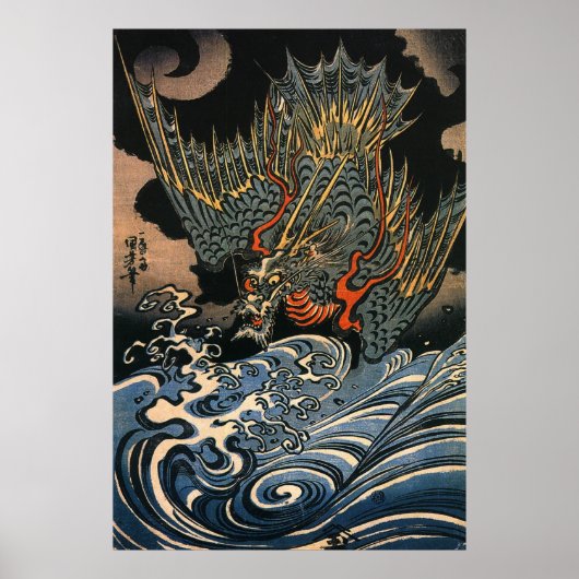 海, 国, 芳, Sea Dragon, Kuniyoshi, Ukiyo-e Poster (Vorne)