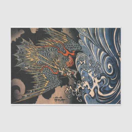海, 国, 芳, Sea Dragon, Kuniyoshi, Ukiyo-e Seidenpapier (Vorderseite)