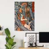 海 女 龍, 国 芳, Frauen & Drachen, Kuniyoshi, Ukiyo-e Poster (Heimbüro)