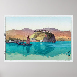 湖口, Hukou, China, Hiroshi Yoshida, Holzschnitt Poster