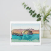 湖 口, Hukou, China, Hiroshi Yoshida, Woodcut Postkarte (Stehend Vorderseite)