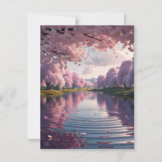 満開の桜が湖面に映る幻想的な世界*春の便り POSTKARTE