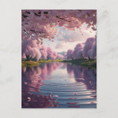 満開の桜が湖面に映る幻想的な世界*春の便り POSTKARTE (Vorderseite)