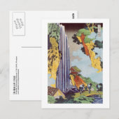滝, 北斎 Wasserfall, Hokusai, Ukiyo-e Postkarte (Vorne/Hinten)