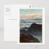 烏 帽 岳 旭, Mount Eboshi, Hiroshi Yoshida, Woodcut Postkarte (Vorne/Hinten)