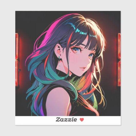 煌霞の少女【Radiant Haze Girl】セラミックタイル Aufkleber (Blatt)