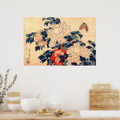 牡 丹 蝶, 北 斎 Peonies und Butterfly, Hokusai, Ukiyos Poster (Küche)