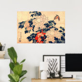 牡 丹 蝶, 北 斎 Peonies und Butterfly, Hokusai, Ukiyos Poster (Heimbüro)