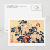 牡 丹 蝶, 北 斎 Peonies und Butterfly, Hokusai, Ukiyos Postkarte (Vorne/Hinten)