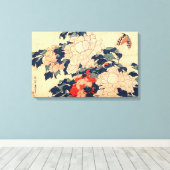 牡 丹 蝶, 北 斎 Peonys und Butterfly, Hokusai, Ukiyo-e Leinwanddruck (Insitu (Holzboden))