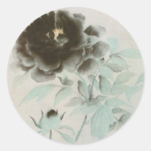 牡 丹, 速 舟 Peony, Gyoshū, Jpanese Art 御 Runder Aufkleber