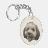 犬の笑顔と後ろ姿の両面アクリルキーホルダー SCHLÜSSELANHÄNGER (Vorderseite links)