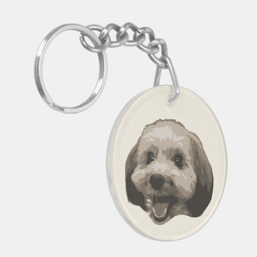 犬の笑顔と後ろ姿の両面アクリルキーホルダー SCHLÜSSELANHÄNGER (Vorderseite links)