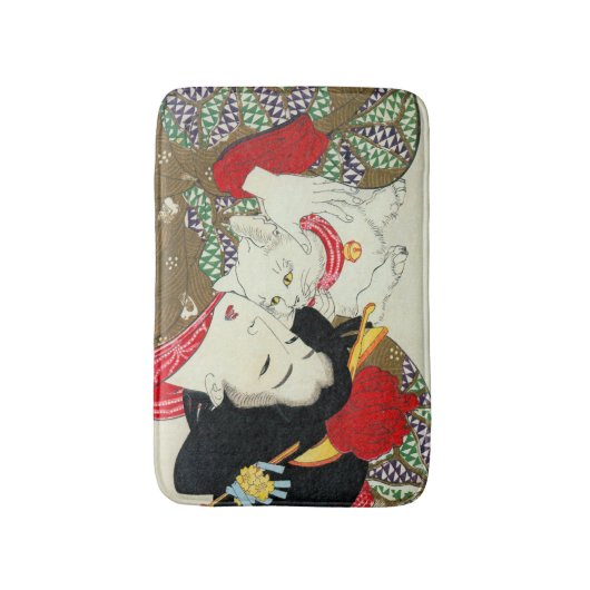 猫が好き, 芳年 I Liebe-Katzen, Yoshitoshi, Ukiyo-e Badematte (Vorderseite Vertikal)