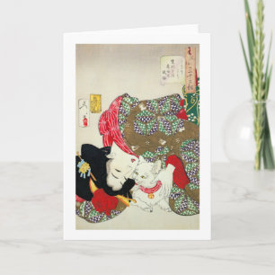 猫が好き, 芳年 I Liebe-Katzen, Yoshitoshi, Ukiyo-e Karte