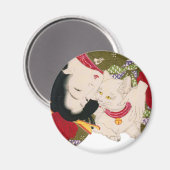 猫が好き, 芳年 I Liebe-Katzen, Yoshitoshi, Ukiyoe Magnet (Vorderseite/Rückseite)