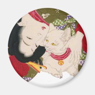 猫が好き, 芳年 I Liebe-Katzen, Yoshitoshi, Ukiyoe Magnet