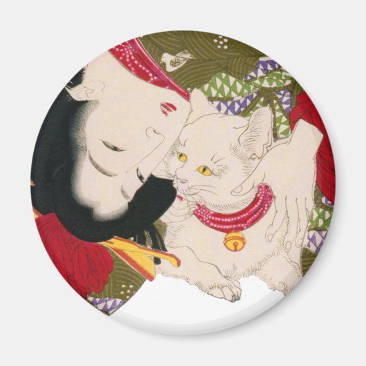 猫が好き, 芳年 I Liebe-Katzen, Yoshitoshi, Ukiyoe Magnet (Vorne)