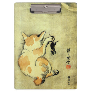 猫と鼠, 暁斎 Katze und Maus, Kyōsai, Ukiyo-e Klemmbrett
