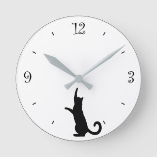 猫の掛け時計 Cat clock Runde Wanduhr