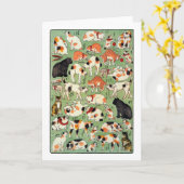 猫尽両めん合, 芳藤 Katzen der Edo-Ära, Yoshifuji, Ukiyo-e Karte (Gelbe Blume)