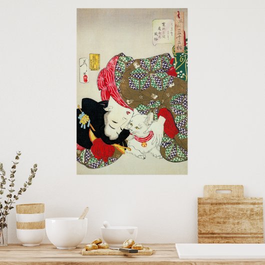 猫 が き, 芳 ich Liebe Katzen, Yoshitoshi, Ukiyos. Poster (Küche)