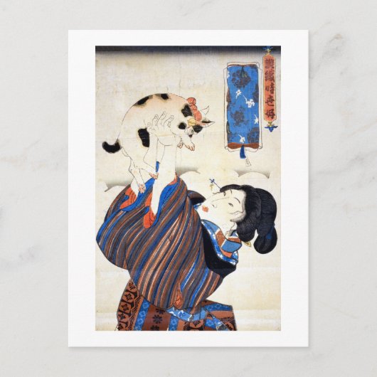 猫 と 女, 国 Katze und Frauen, Kuniyoshi, Ukiyo-e Postkarte (Vorderseite)