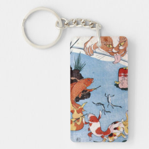 猫 と 金 魚, 国 Cat und Goldfish, Kuniyoshi, Ukiyo-e Schlüsselanhänger