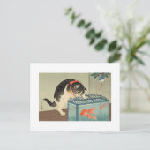 猫 と 魚, 古 Cat & Goldfish, Koson, Ukiyo-e, 邨 Postkarte (Stehend Vorderseite)