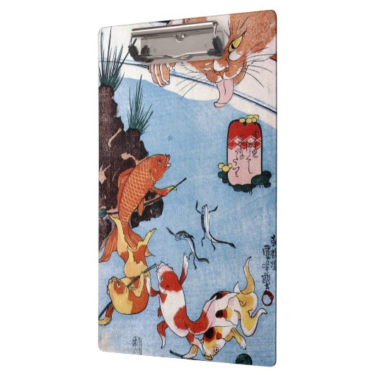 猫 と 魚, 国 Cat and Goldfish, Kuniyoshi, Ukiyo-e Klemmbrett (Links)