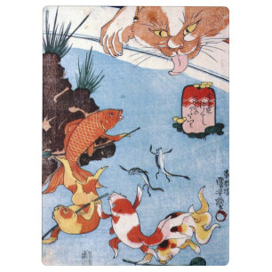 猫 と 魚, 国 Cat and Goldfish, Kuniyoshi, Ukiyo-e Klemmbrett