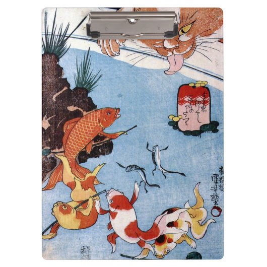 猫 と 魚, 国 Cat and Goldfish, Kuniyoshi, Ukiyo-e Klemmbrett (Vorderseite)
