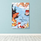 猫 と 魚, 国 Cat and Goldfish, Kuniyoshi, Ukiyo-e Leinwanddruck (Insitu (Holzboden))
