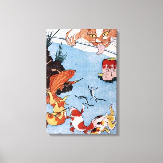 猫 と 魚, 国 Cat and Goldfish, Kuniyoshi, Ukiyo-e Leinwanddruck (Vorderseite)