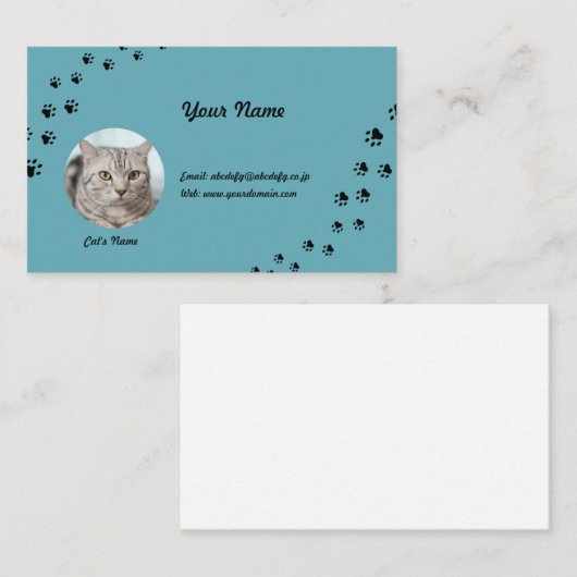猫（飼い猫）の写真と名前が入れられる 名刺 VISITENKARTE (Vorne/Hinten)