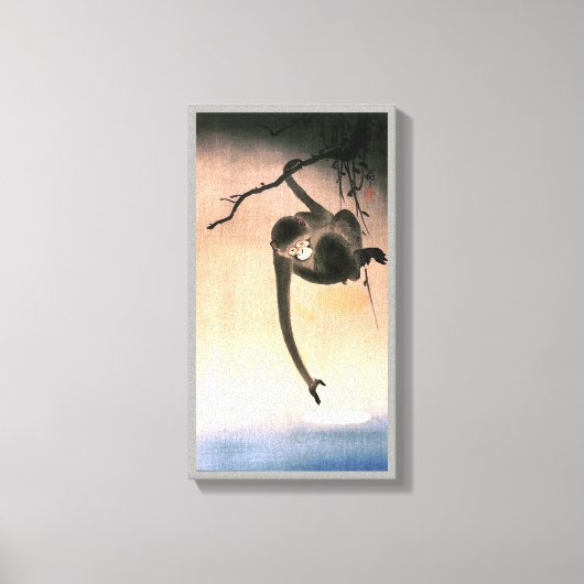 猿, 小原古邨 Monkey reaching the Moon, Ohara Koson Leinwanddruck (Vorderseite)
