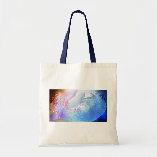 異次元の世界で泳ぐイルカとクジラ ラージトートバッグ TRAGETASCHE (Vorne)