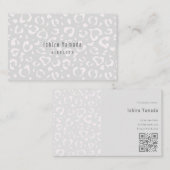 白いヒョウ柄の名刺 VISITENKARTE (Vorne/Hinten)