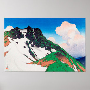 白 馬 岳, Asahi Peak vom Berg Hakuba, Hasui Poster