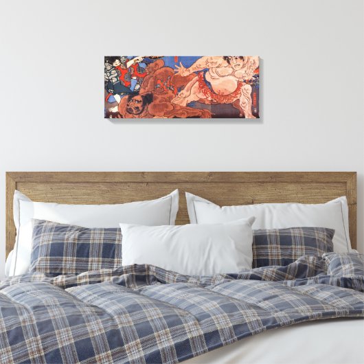 相 撲, 国 Sumo Wrestling, Kuniyoshi, Ukiyo-e Leinwanddruck (Insitu (Schlafzimmer))